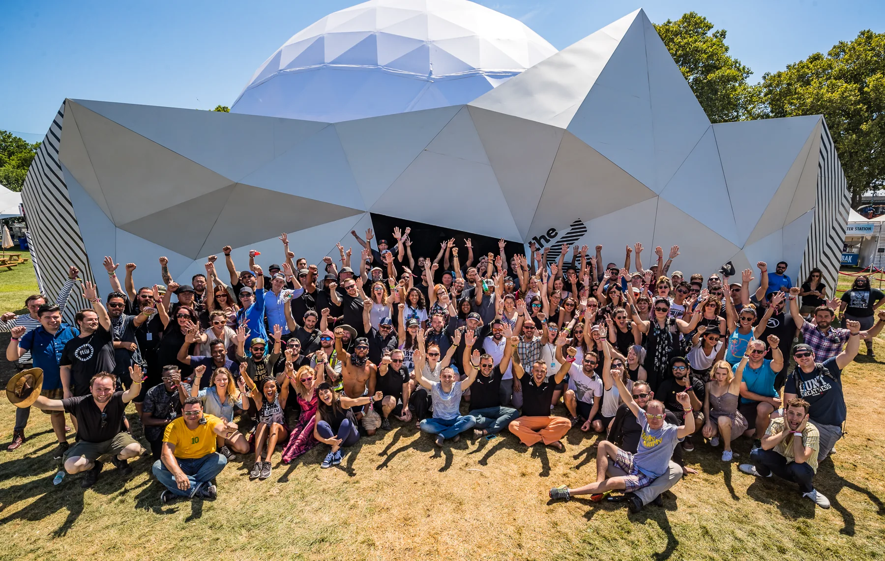 The full Panorama Festival production team outside the LAB